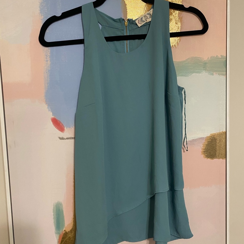 Pink rose blue top